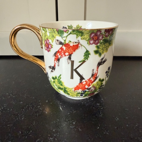 NWT Anthropologie Lou Rota Monogram Nature Mug Letter K KOI - Picture 4 of 6
